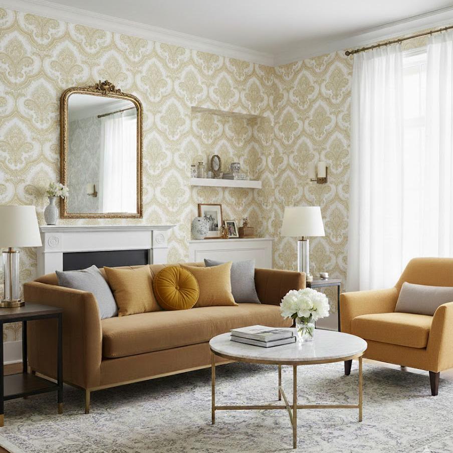 Veer Decor Traditional Damask Gold Wallpaper