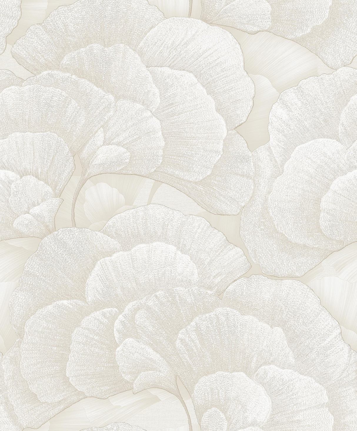 Veer Decor Embroidered Ginkgo White Wallpaper