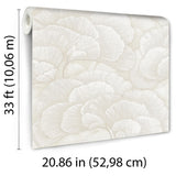 Veer Decor Embroidered Ginkgo White Wallpaper