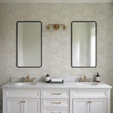 Veer Decor Embroidered Ginkgo White Wallpaper
