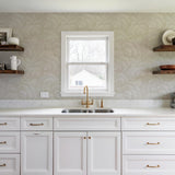 Veer Decor Embroidered Ginkgo White Wallpaper