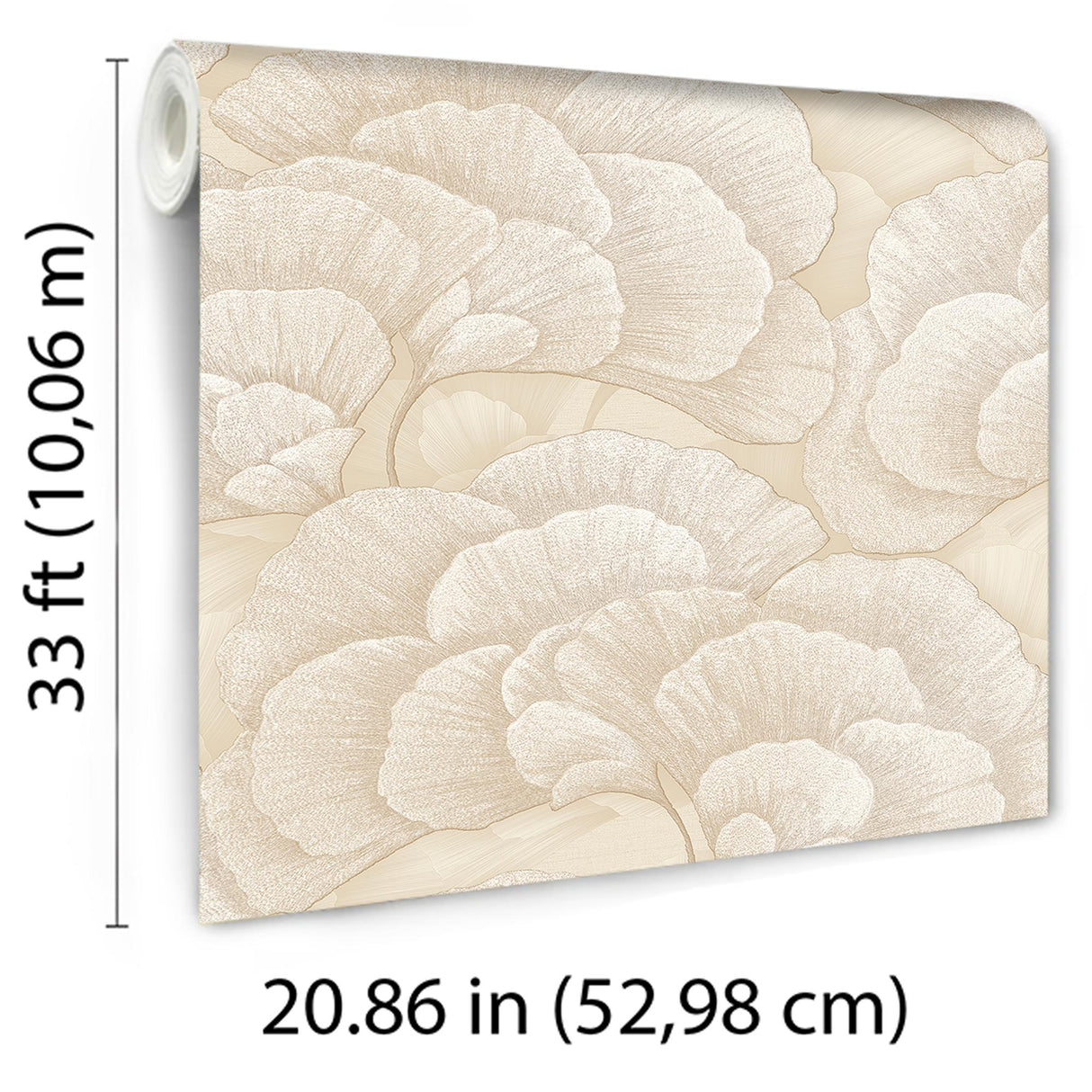 Veer Decor Embroidered Ginkgo Beige Wallpaper