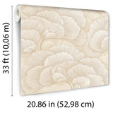 Veer Decor Embroidered Ginkgo Beige Wallpaper