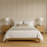 Veer Decor Embroidered Ginkgo Beige Wallpaper