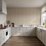 Veer Decor Embroidered Ginkgo Beige Wallpaper