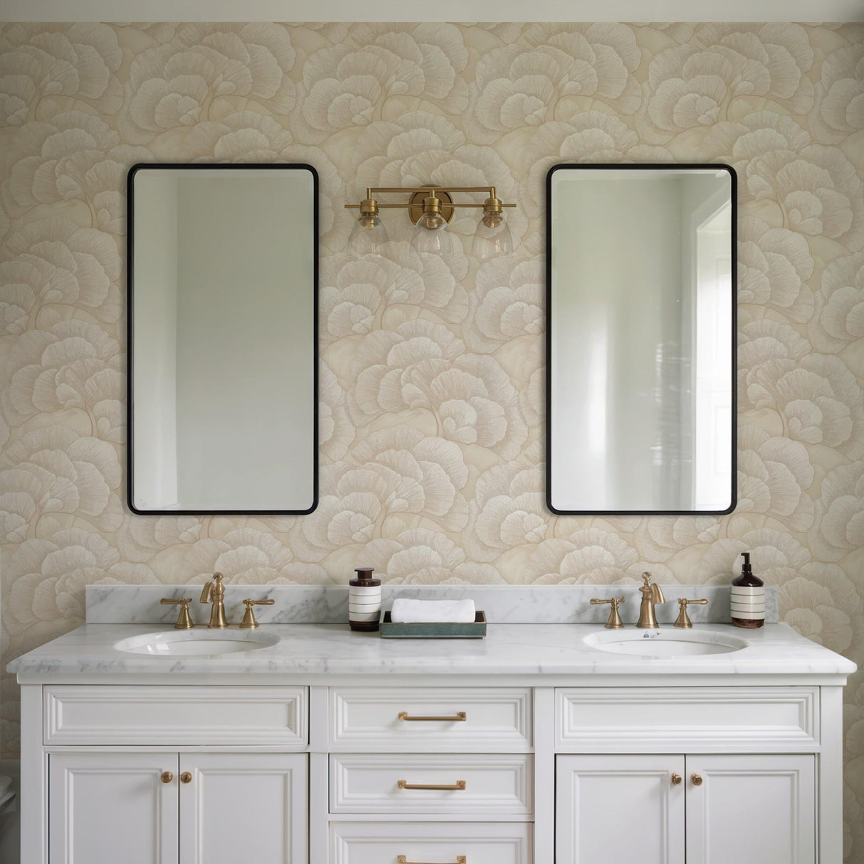 Veer Decor Embroidered Ginkgo Beige Wallpaper