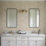 Veer Decor Embroidered Ginkgo Beige Wallpaper