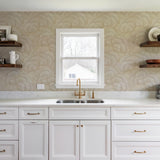 Veer Decor Embroidered Ginkgo Beige Wallpaper