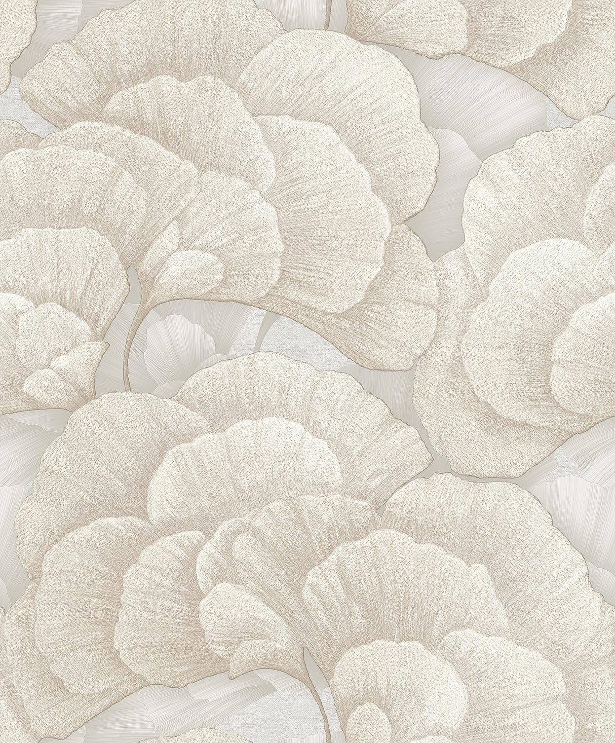 Veer Decor Embroidered Ginkgo Grey Wallpaper