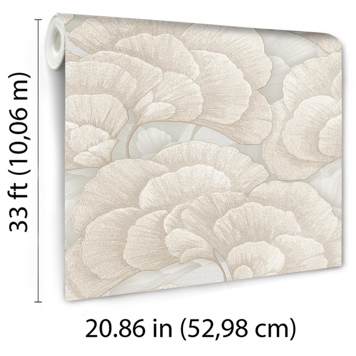 Veer Decor Embroidered Ginkgo Grey Wallpaper