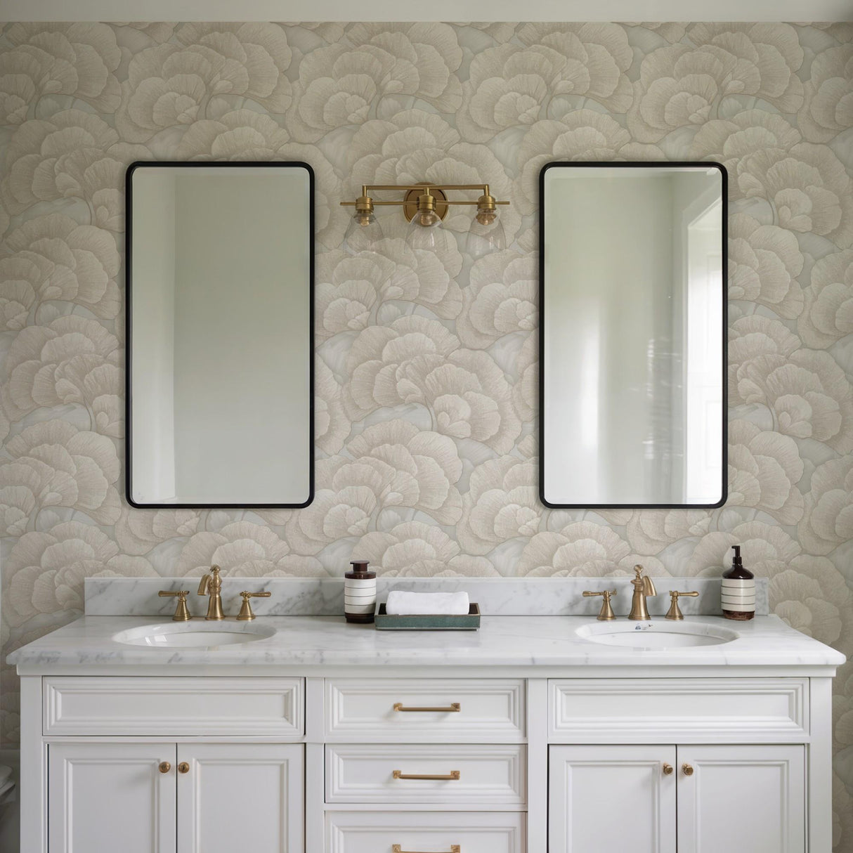 Veer Decor Embroidered Ginkgo Grey Wallpaper
