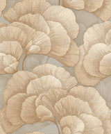 Veer Decor Embroidered Ginkgo Taupe Wallpaper