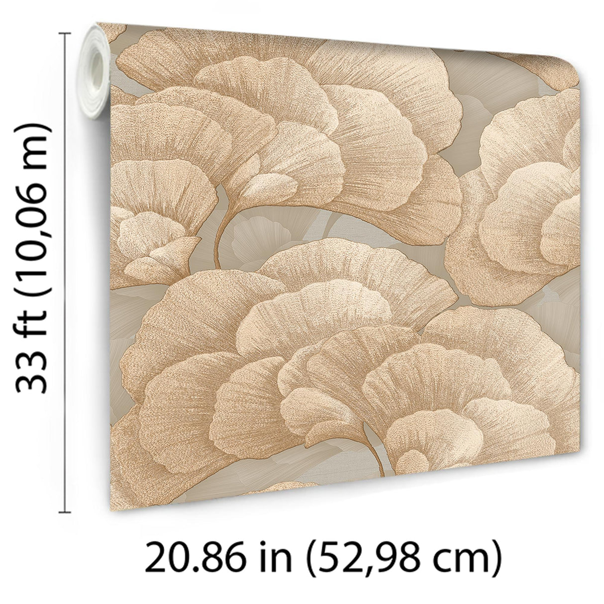 Veer Decor Embroidered Ginkgo Taupe Wallpaper