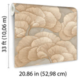 Veer Decor Embroidered Ginkgo Taupe Wallpaper