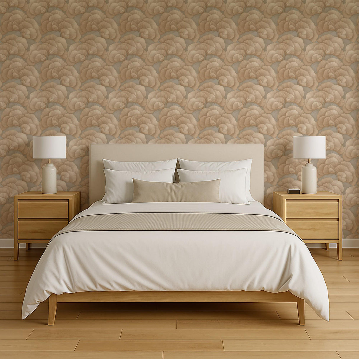 Veer Decor Embroidered Ginkgo Taupe Wallpaper