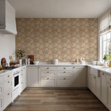 Veer Decor Embroidered Ginkgo Taupe Wallpaper