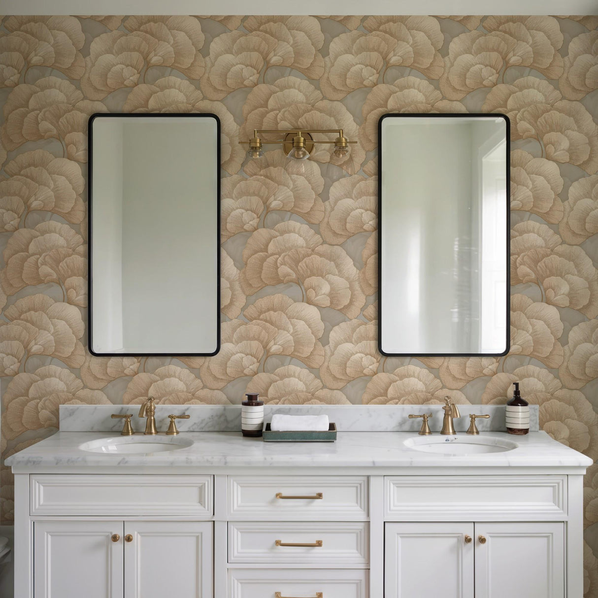 Veer Decor Embroidered Ginkgo Taupe Wallpaper