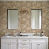 Veer Decor Embroidered Ginkgo Taupe Wallpaper