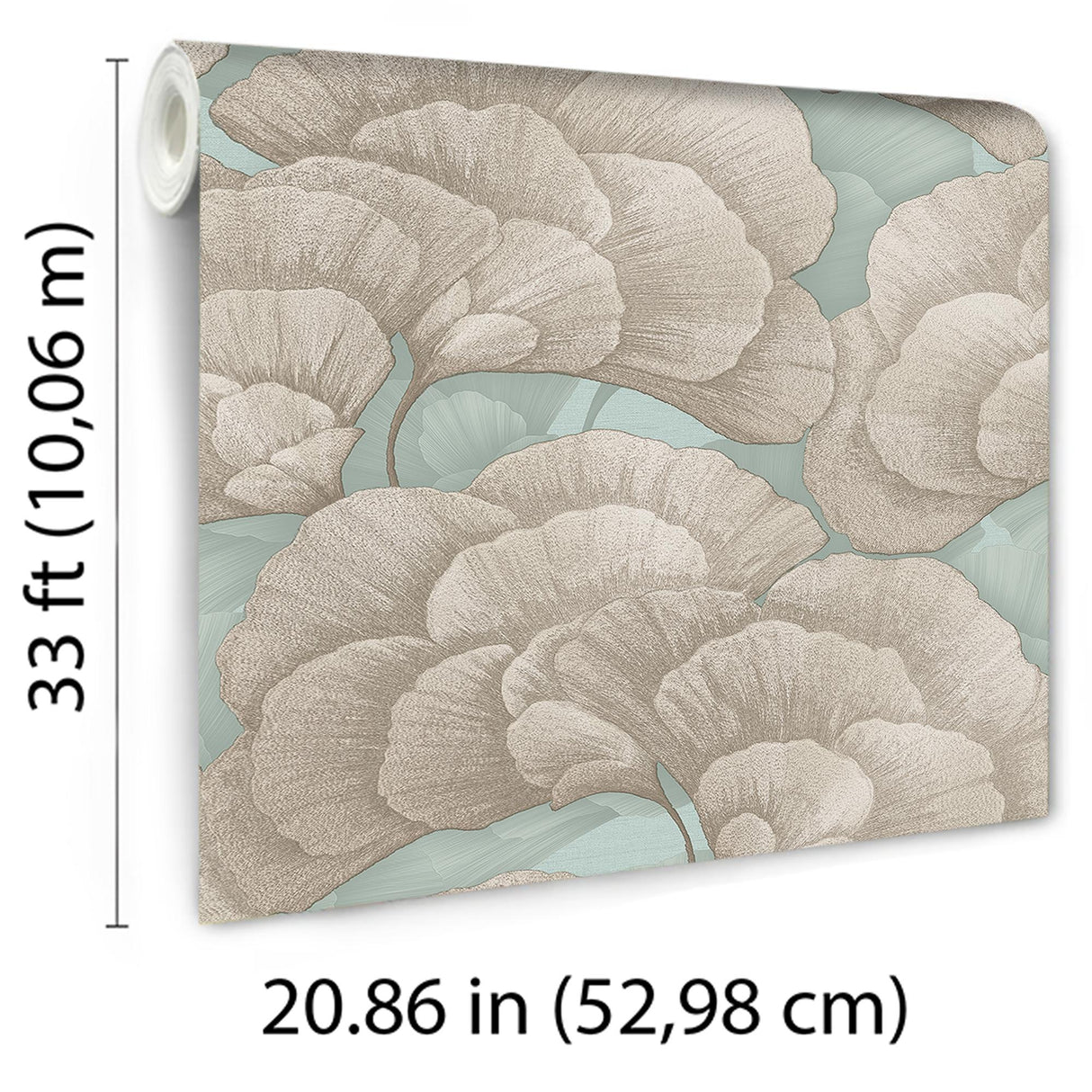 Veer Decor Embroidered Ginkgo Sage Wallpaper
