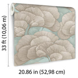 Veer Decor Embroidered Ginkgo Sage Wallpaper