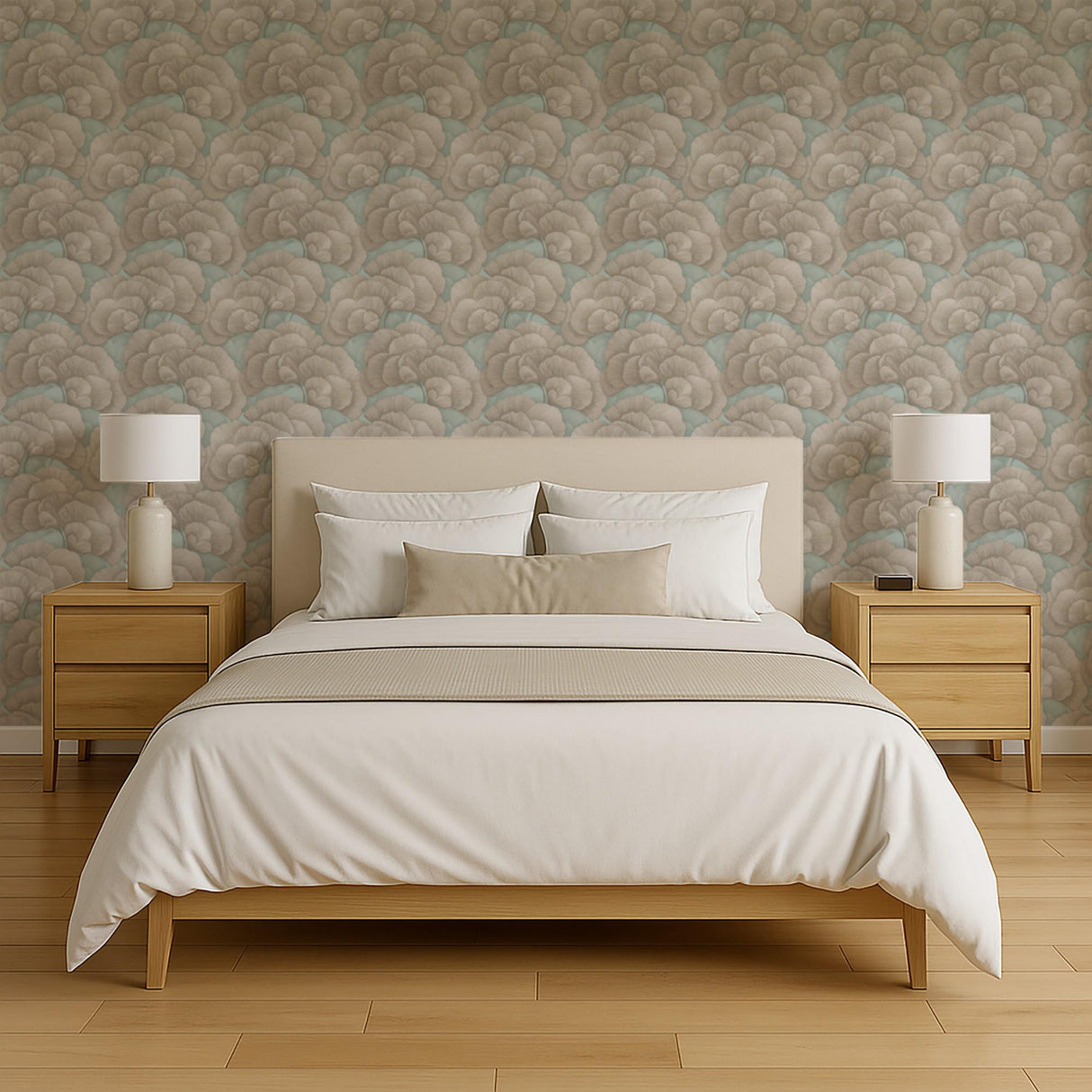 Veer Decor Embroidered Ginkgo Sage Wallpaper
