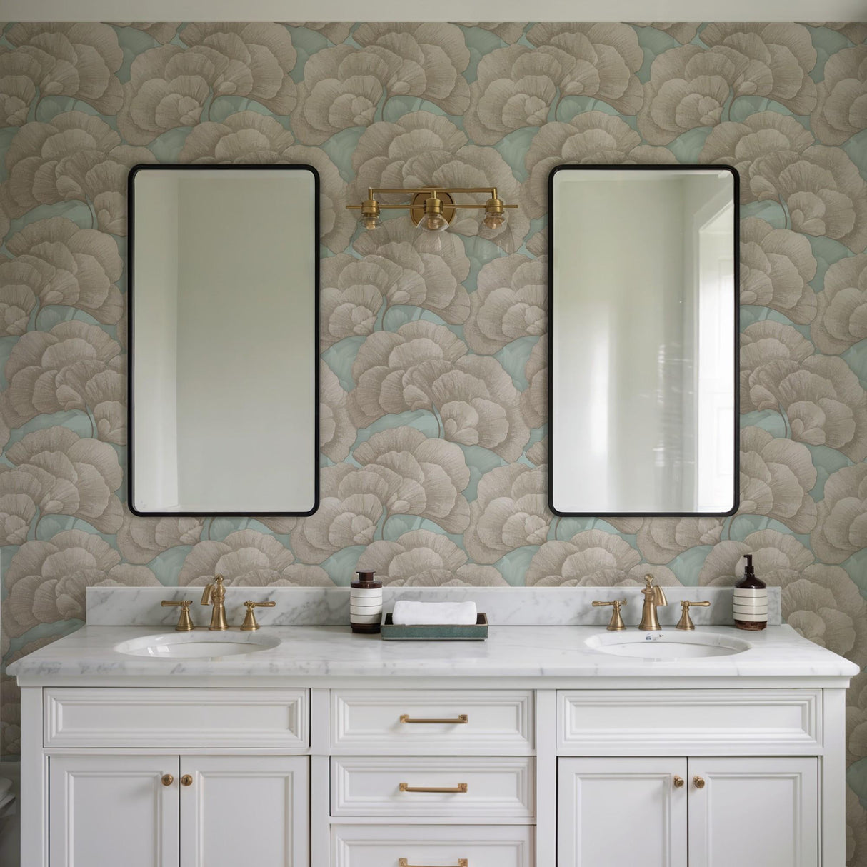 Veer Decor Embroidered Ginkgo Sage Wallpaper