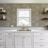 Veer Decor Embroidered Ginkgo Sage Wallpaper