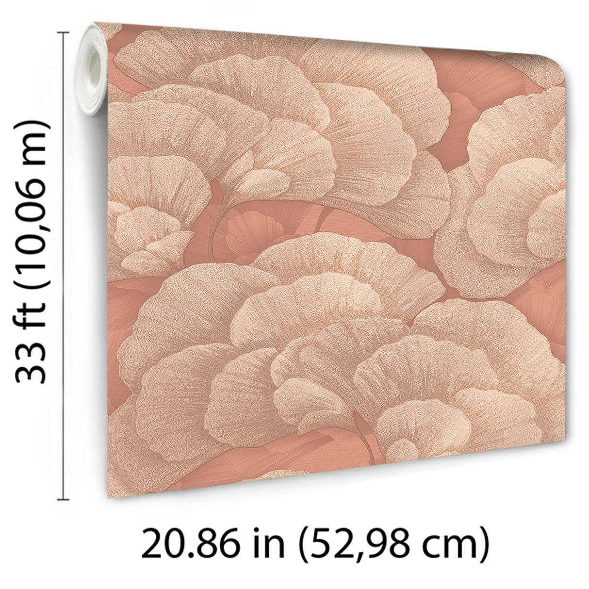 Veer Decor Embroidered Ginkgo Coral Wallpaper