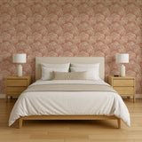 Veer Decor Embroidered Ginkgo Coral Wallpaper
