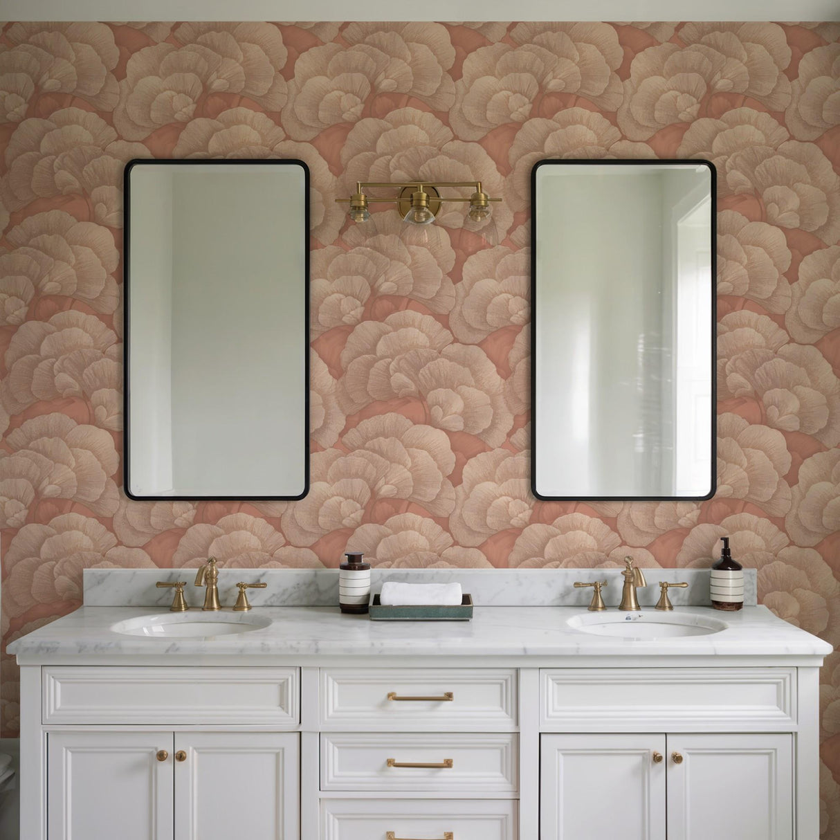 Veer Decor Embroidered Ginkgo Coral Wallpaper