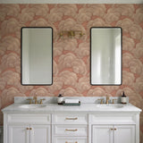 Veer Decor Embroidered Ginkgo Coral Wallpaper