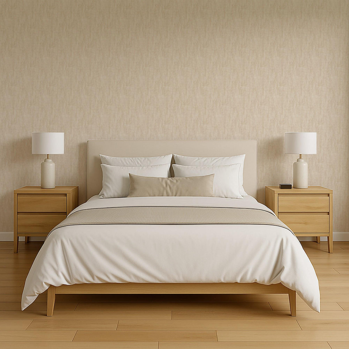 Veer Decor Washed Linen Weave Beige Wallpaper