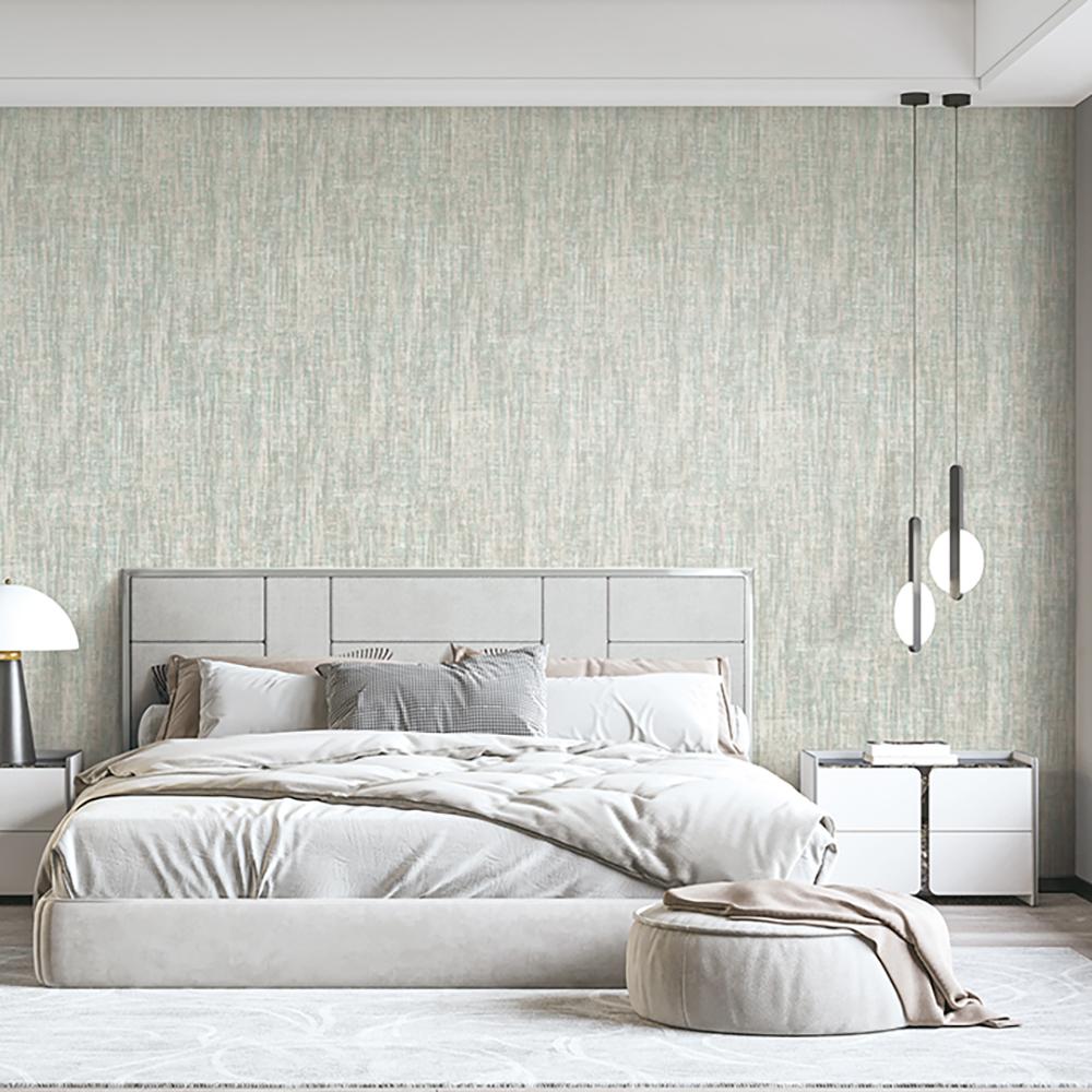 Veer Decor Washed Linen Weave Sage Wallpaper