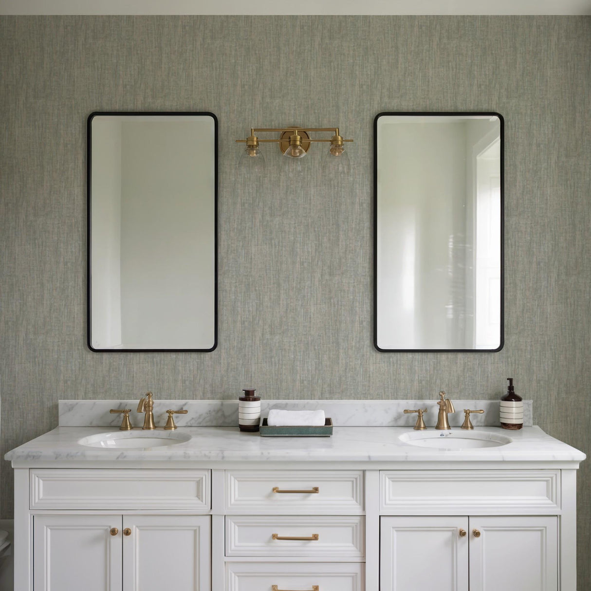 Veer Decor Washed Linen Weave Sage Wallpaper