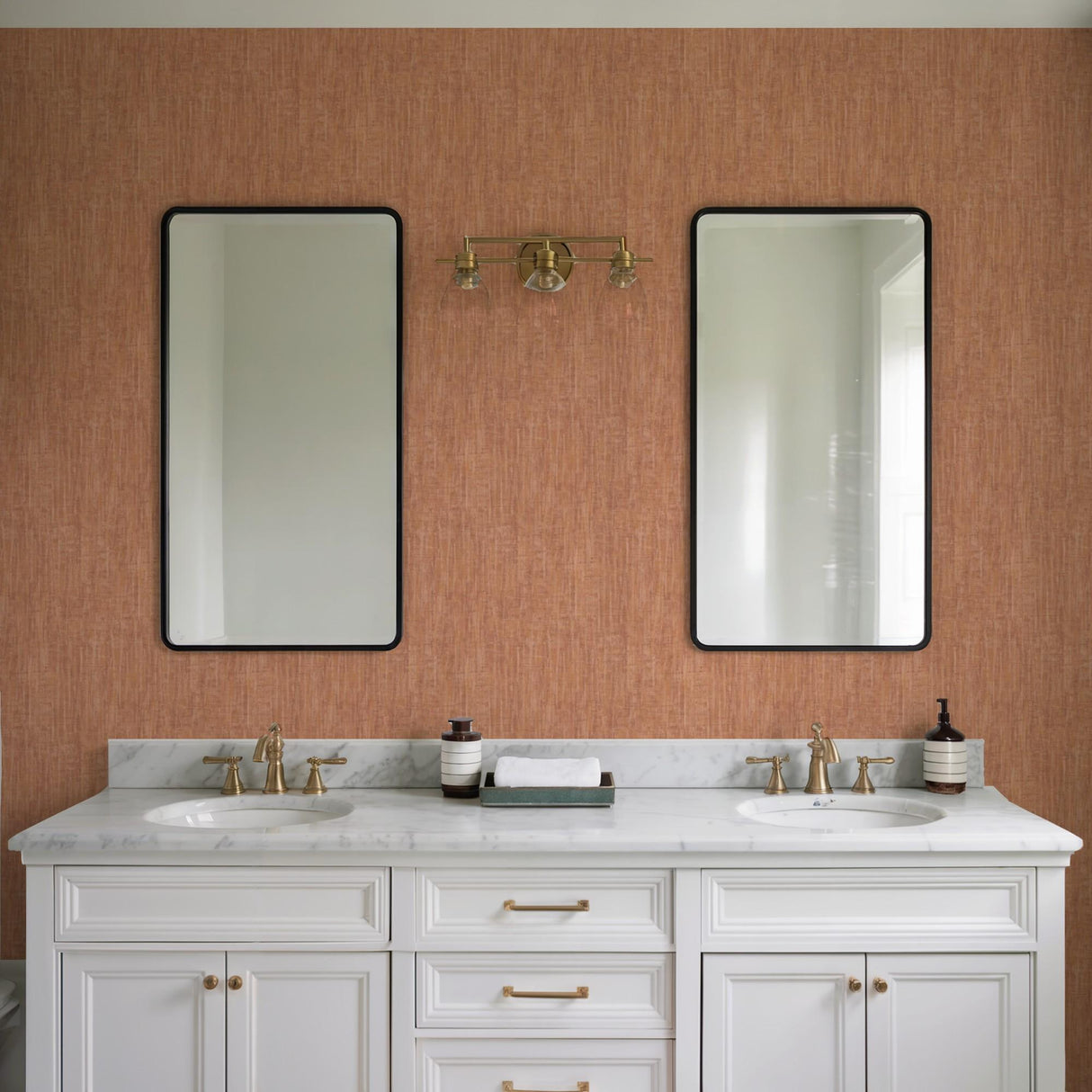 Veer Decor Washed Linen Weave Coral Wallpaper