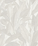 Veer Decor Embroidered Tropical Foliage White Wallpaper