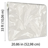 Veer Decor Embroidered Tropical Foliage White Wallpaper