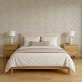 Veer Decor Embroidered Tropical Foliage White Wallpaper