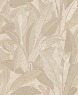 Veer Decor Embroidered Tropical Foliage Beige Wallpaper