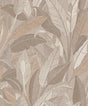 Veer Decor Embroidered Tropical Foliage Taupe Wallpaper