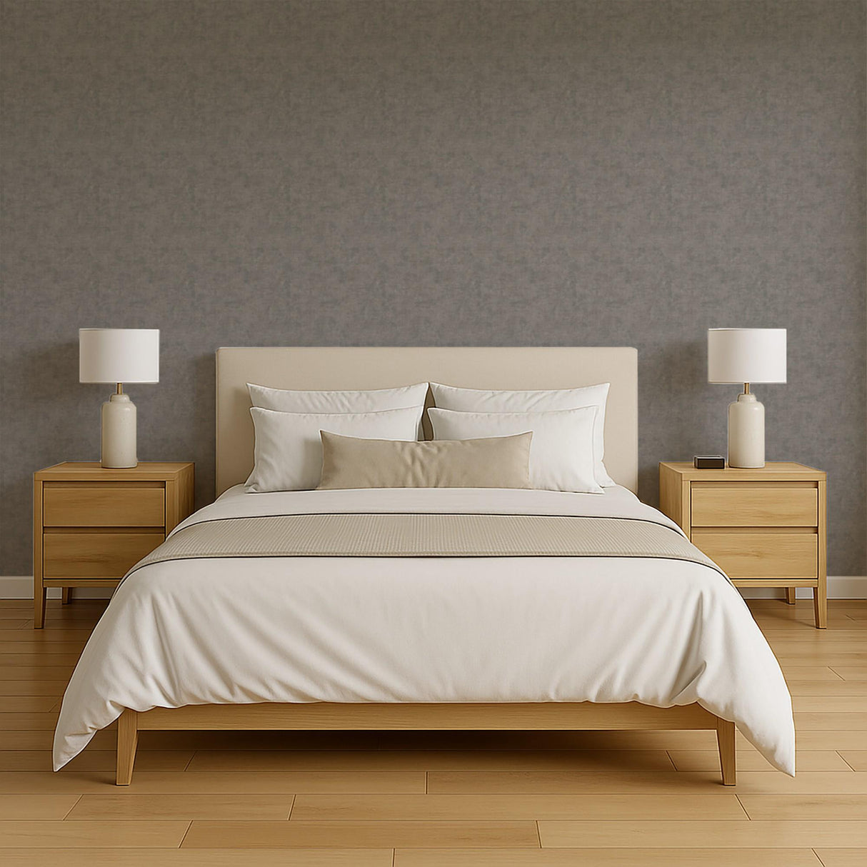 Veer Decor Needle Point Linen Grey Wallpaper