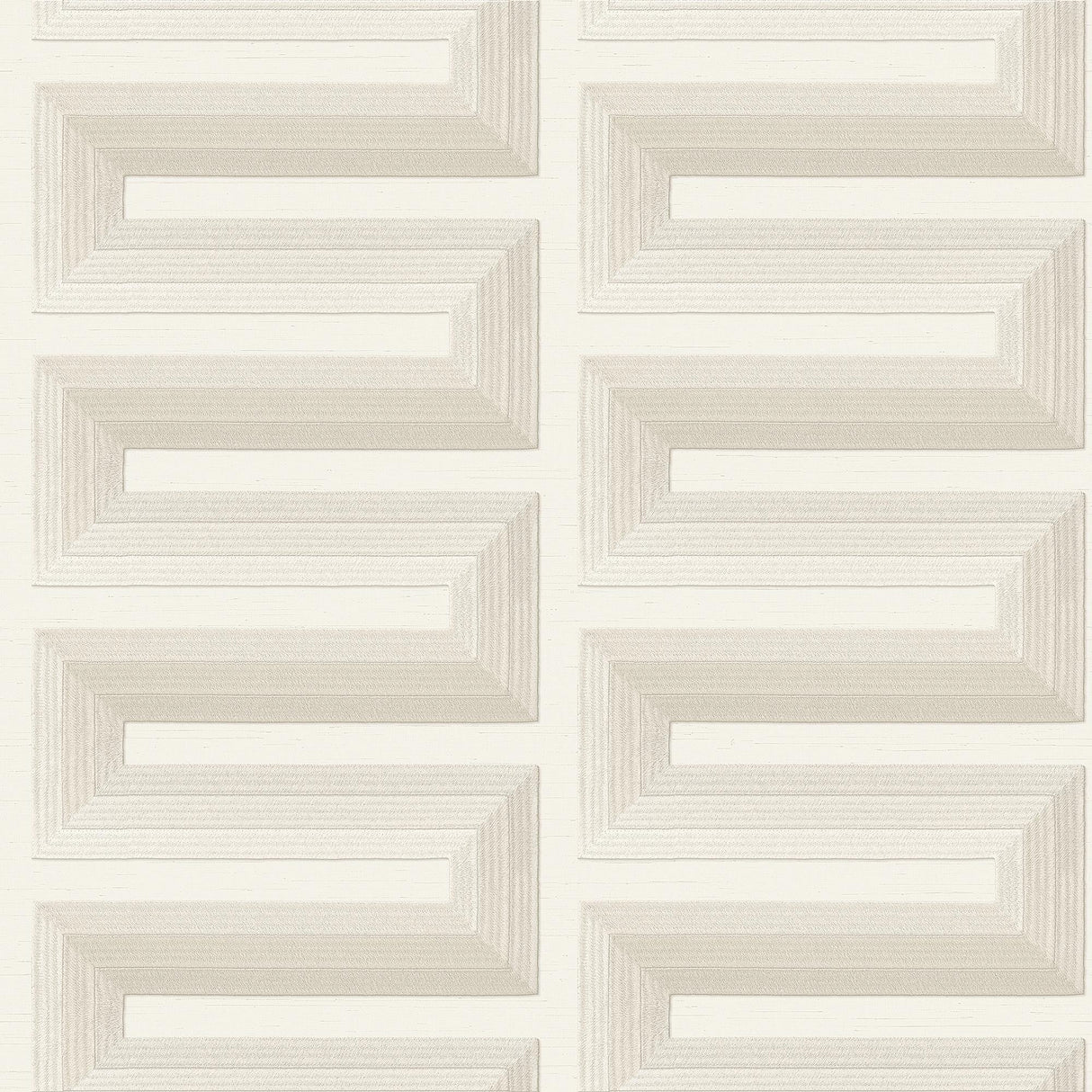 Veer Decor Embroidered Grecian Key Cream Wallpaper