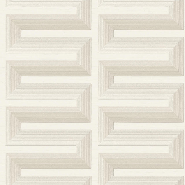 Veer Decor Embroidered Grecian Key Cream Wallpaper