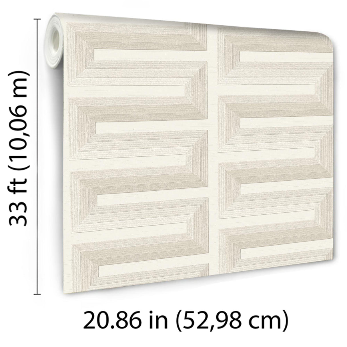 Veer Decor Embroidered Grecian Key Cream Wallpaper