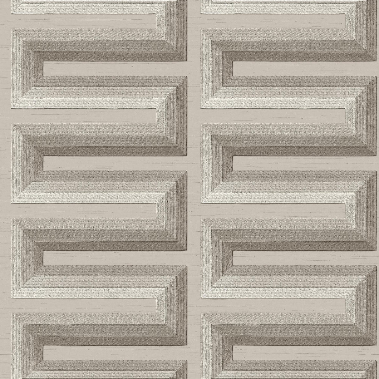 Veer Decor Embroidered Grecian Key Grey Wallpaper
