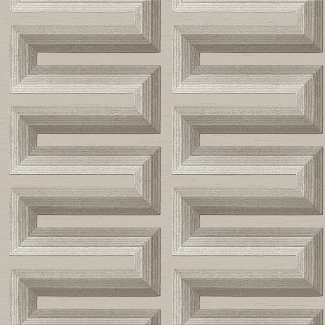 Veer Decor Embroidered Grecian Key Grey Wallpaper