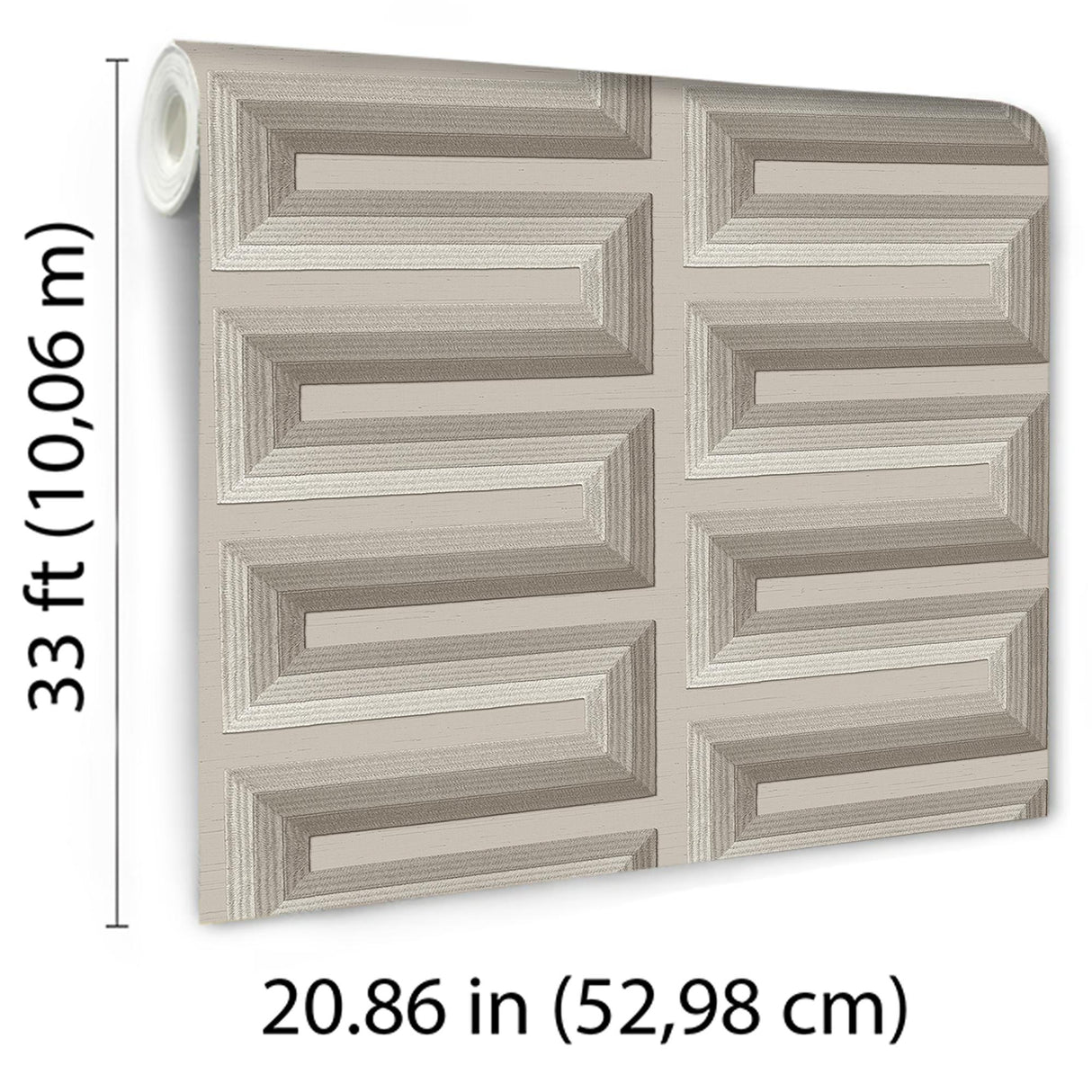 Veer Decor Embroidered Grecian Key Grey Wallpaper