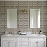 Veer Decor Embroidered Grecian Key Grey Wallpaper