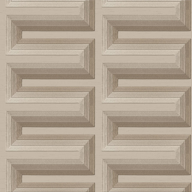 Veer Decor Embroidered Grecian Key Taupe Wallpaper