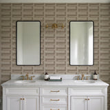 Veer Decor Embroidered Grecian Key Taupe Wallpaper
